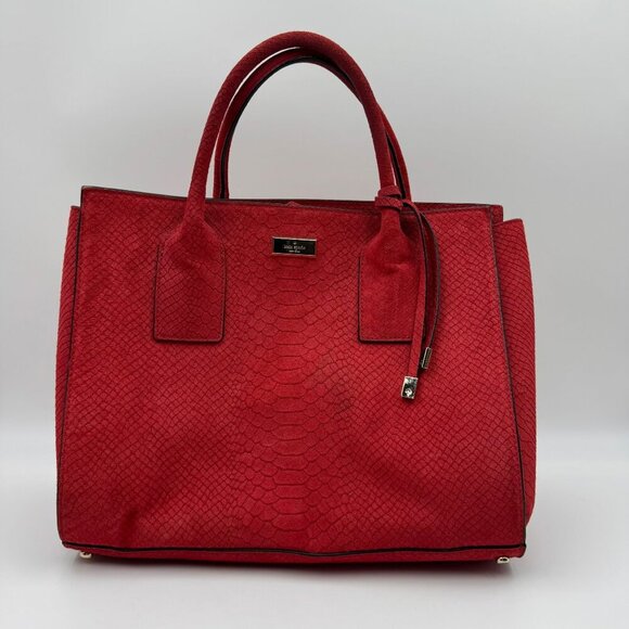 Kate Spade Red Python Elsie Exotic Street Meriwether Tote Bag - Picture 1 of 11